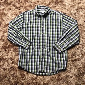 Carhartt Button Down Shirt Mens Size Large Green Plaid Relaxed Fit Cotton